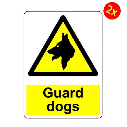 2X WARNING CAUTION GUARD DOGS OSHA DECAL SAFETY SIGN STICKER