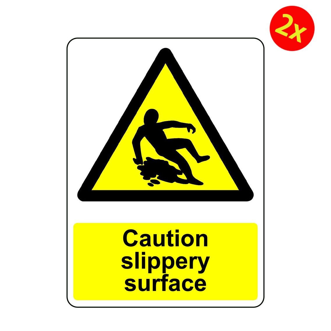 2X WARNING CAUTION SLIPPERY SURFACE OSHA DECAL SAFETY SIGN STICKER