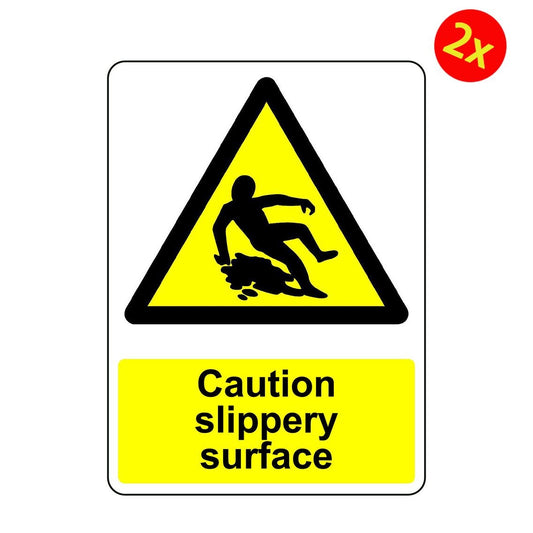 2X WARNING CAUTION SLIPPERY SURFACE OSHA DECAL SAFETY SIGN STICKER