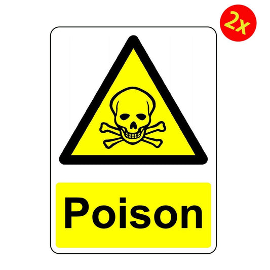 2X WARNING CAUTION POISON OSHA DECAL SAFETY SIGN STICKER