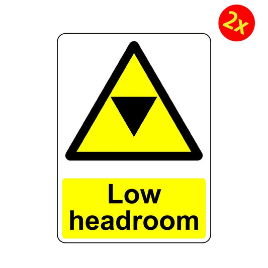 2X WARNING CAUTION LOW HEADROOM OSHA DECAL SAFETY SIGN STICKER