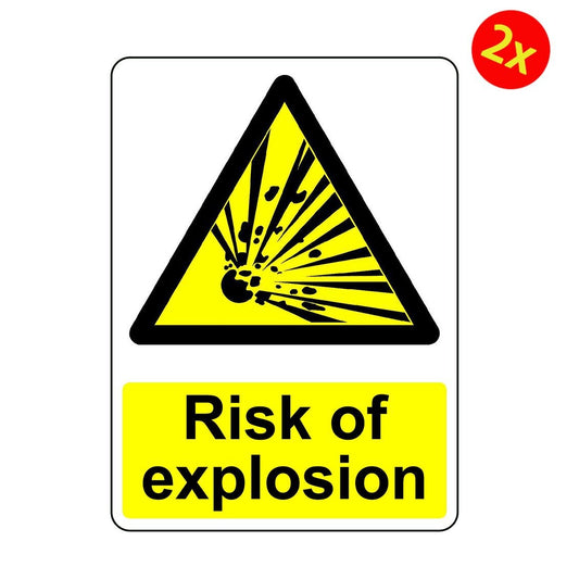 2X WARNING CAUTION RISK OF EXPLOSION OSHA DECAL SAFETY SIGN STICKER