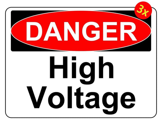 3X DANGER HIGH VOLTAGE OSHA DECAL SAFETY SIGN STICKER