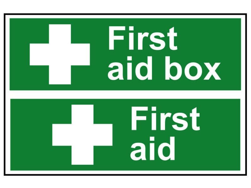 Pack of 3 150 x 60mm Scan First Aid Box First Aid PVC Signs