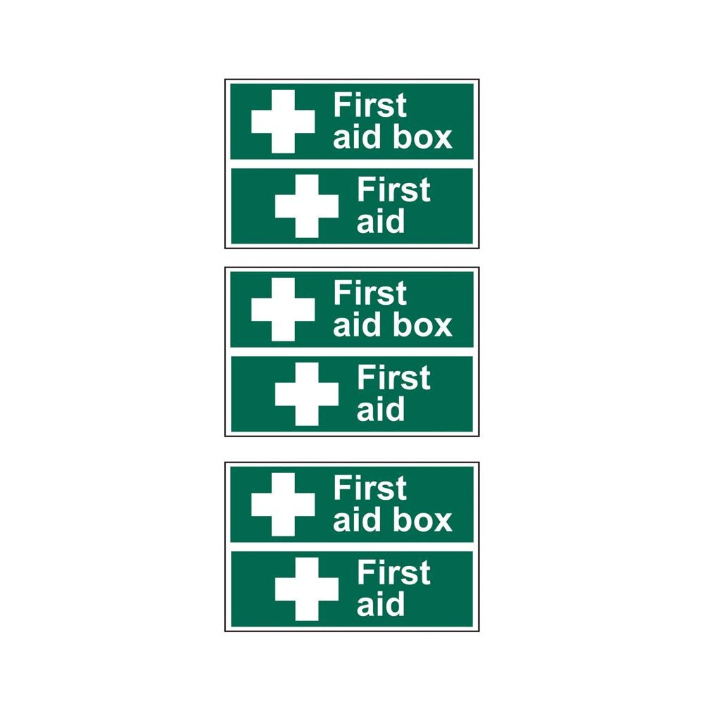 Pack of 3 150 x 60mm Scan First Aid Box First Aid PVC Signs