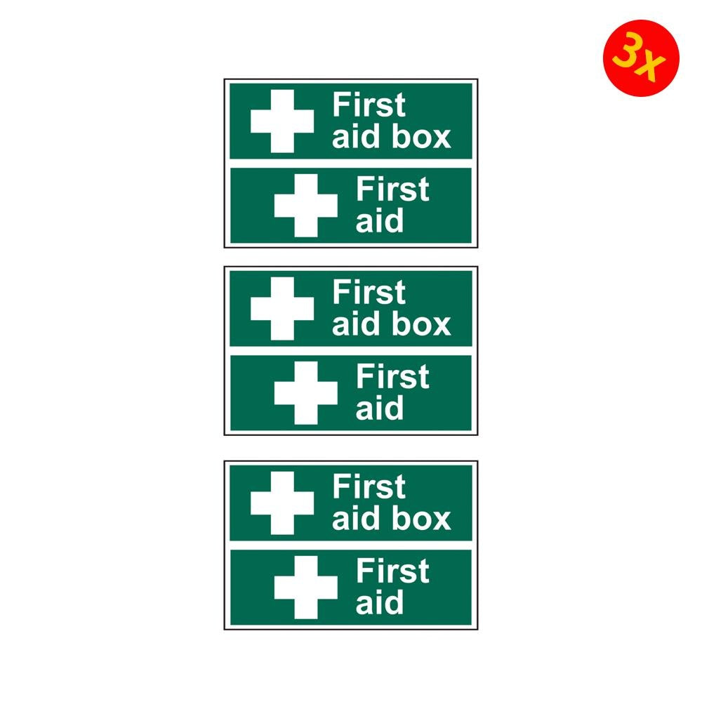 Pack of 3 150 x 60mm Scan First Aid Box First Aid PVC Signs