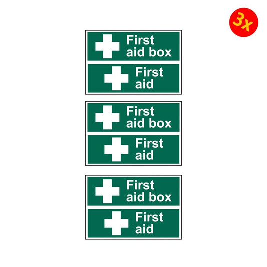 Pack of 3 150 x 60mm Scan First Aid Box First Aid PVC Signs
