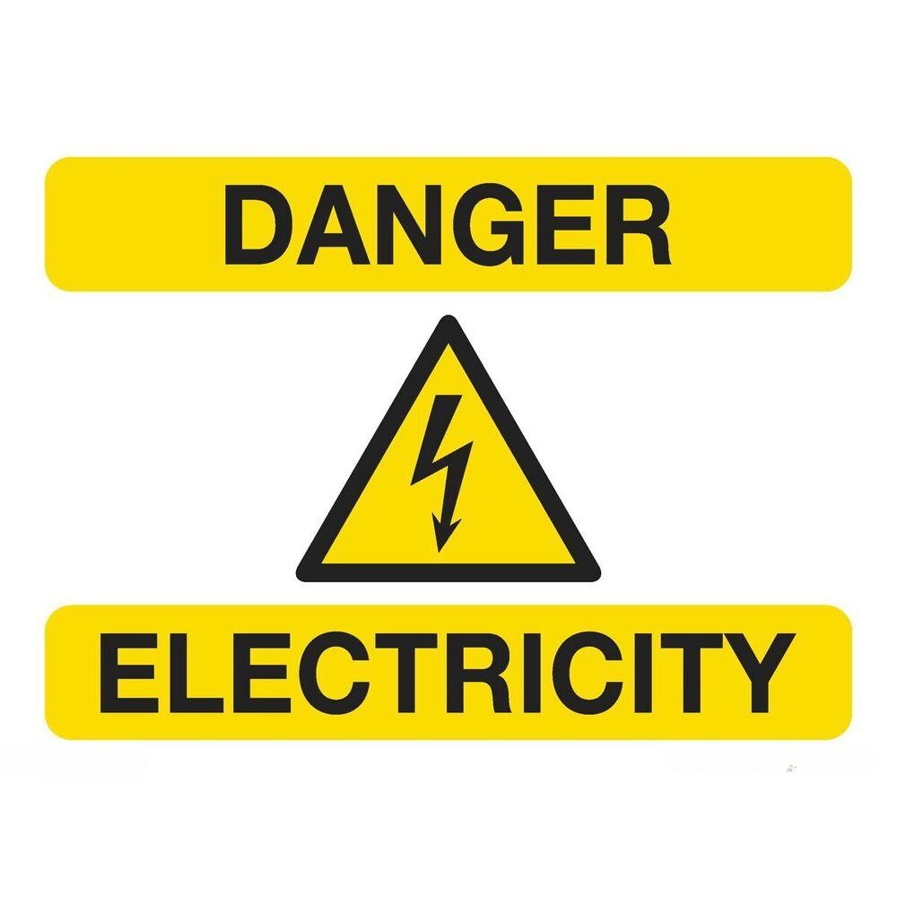 Pack of 3 100 x 75mm Warning Safety Sign - Danger Electricity - Self-Adhesive Vinyl SS41V1