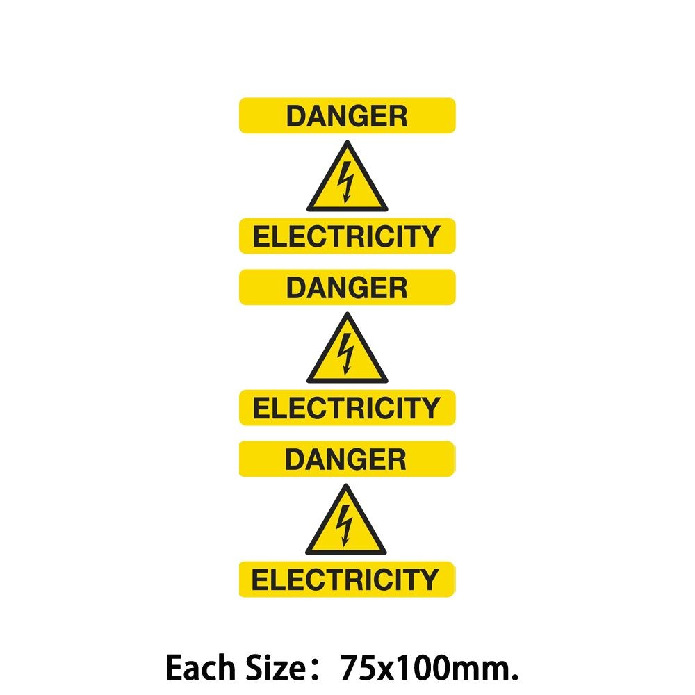 Pack of 3 100 x 75mm Warning Safety Sign - Danger Electricity - Self-Adhesive Vinyl SS41V1