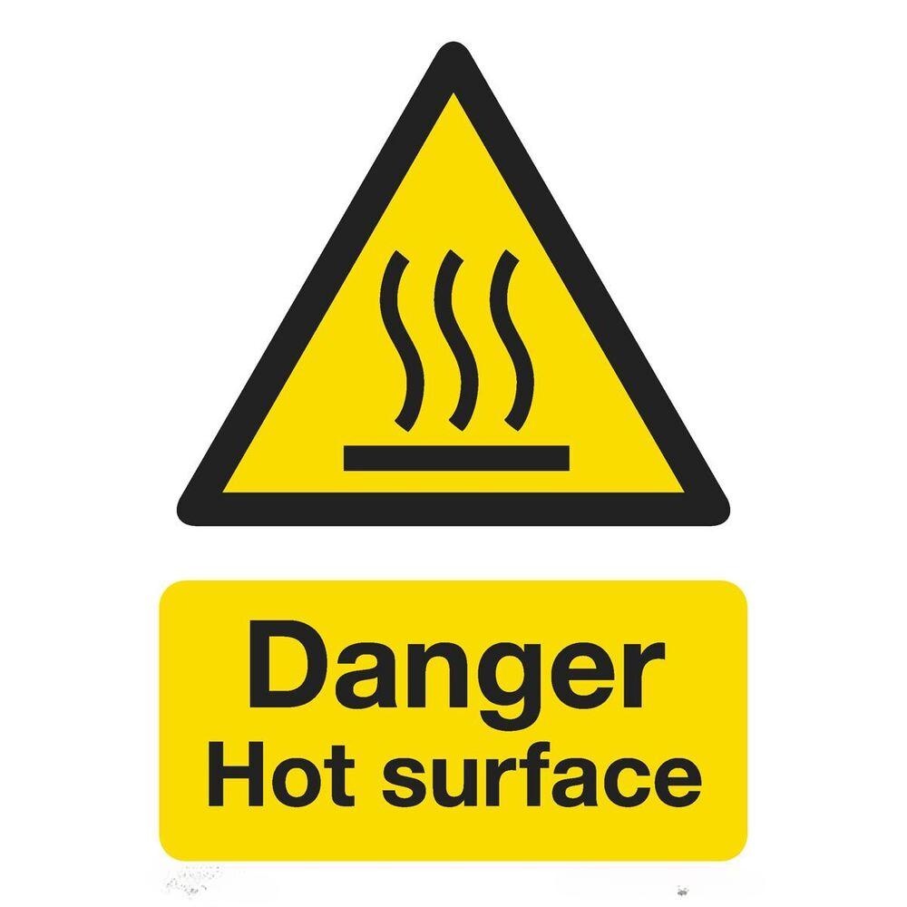 Pack of 3  Warning Safety Sign  Danger Hot Surface  Self Adhesive Vinyl