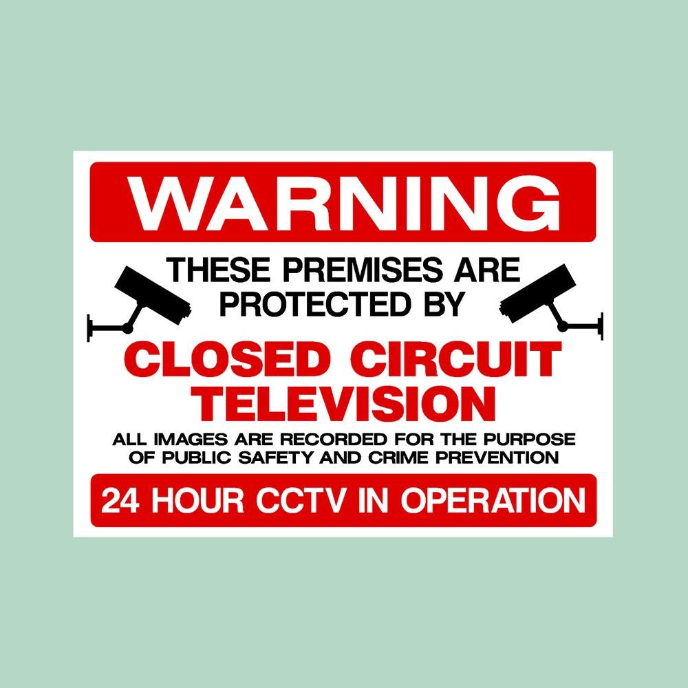 Pack of 3 CCTV WARNING THESE PREMISES ARE PROTECTED Plastic Sign Sticker