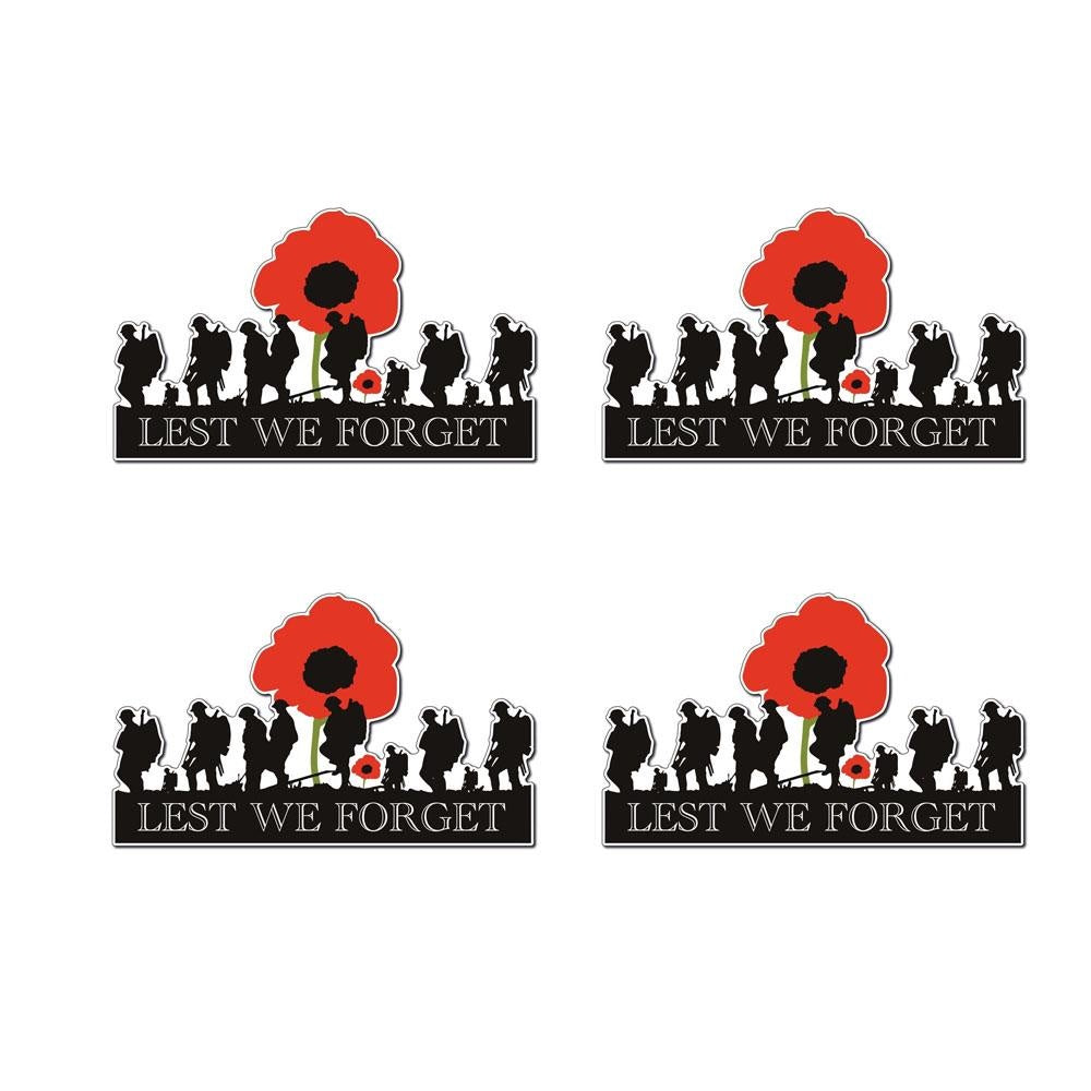 Lest We Forget Red Poppy Flower Remembrance Day Soldier Memorial Sticker