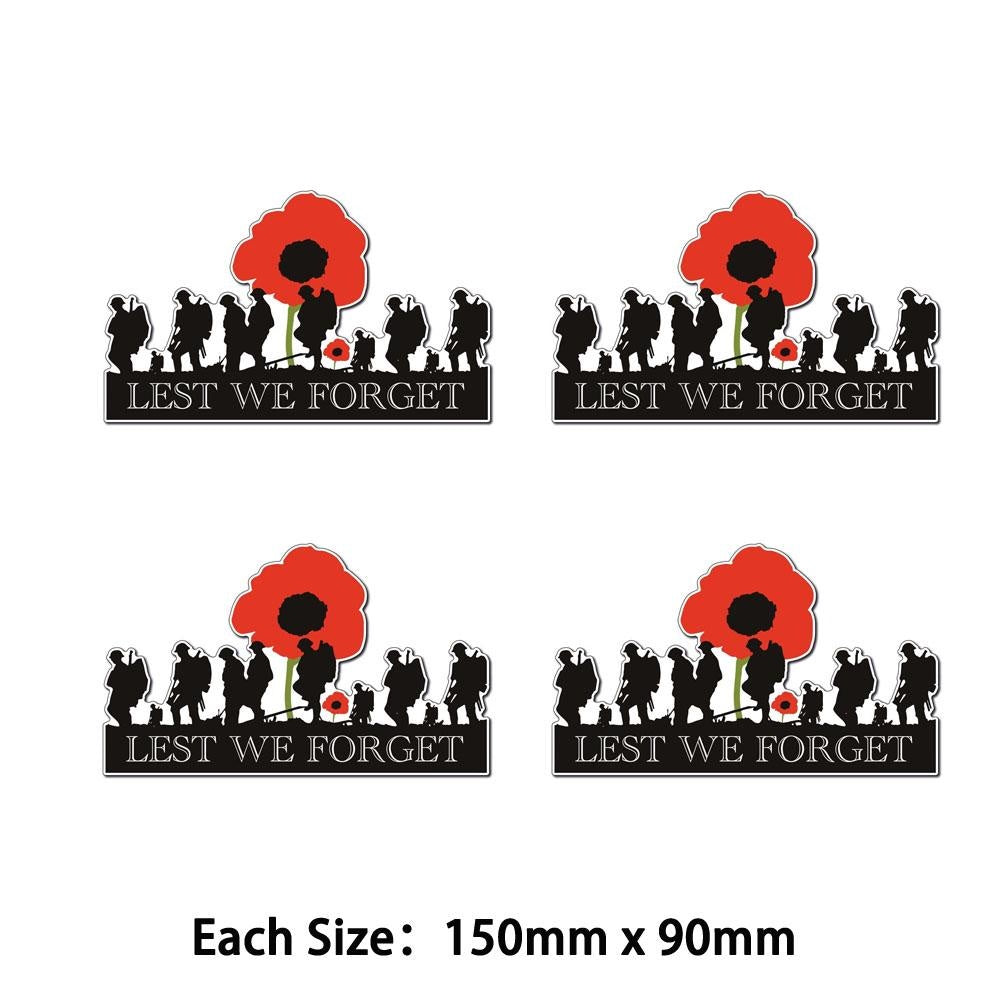Lest We Forget Red Poppy Flower Remembrance Day Soldier Memorial Sticker