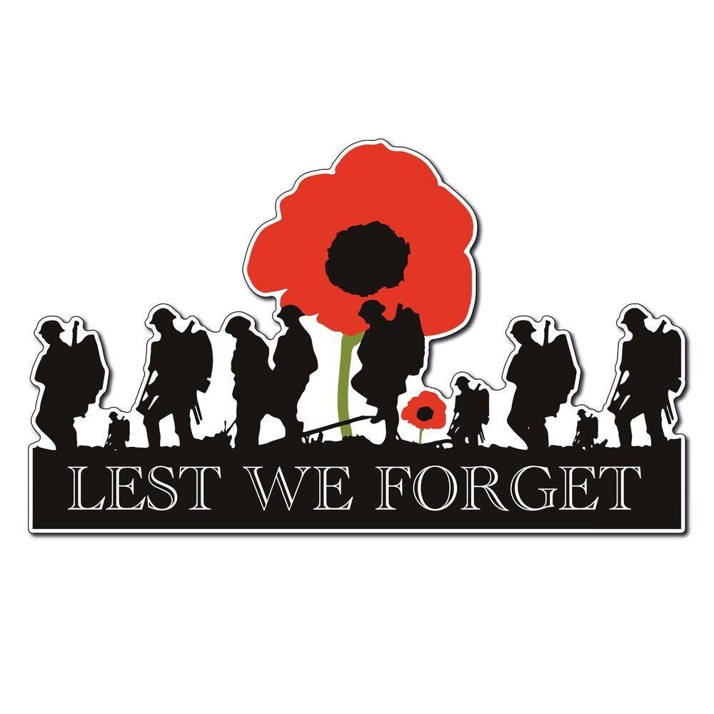 Lest We Forget Red Poppy Flower Remembrance Day Soldier Memorial Sticker