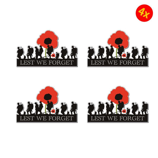 Lest We Forget Red Poppy Flower Remembrance Day Soldier Memorial Sticker