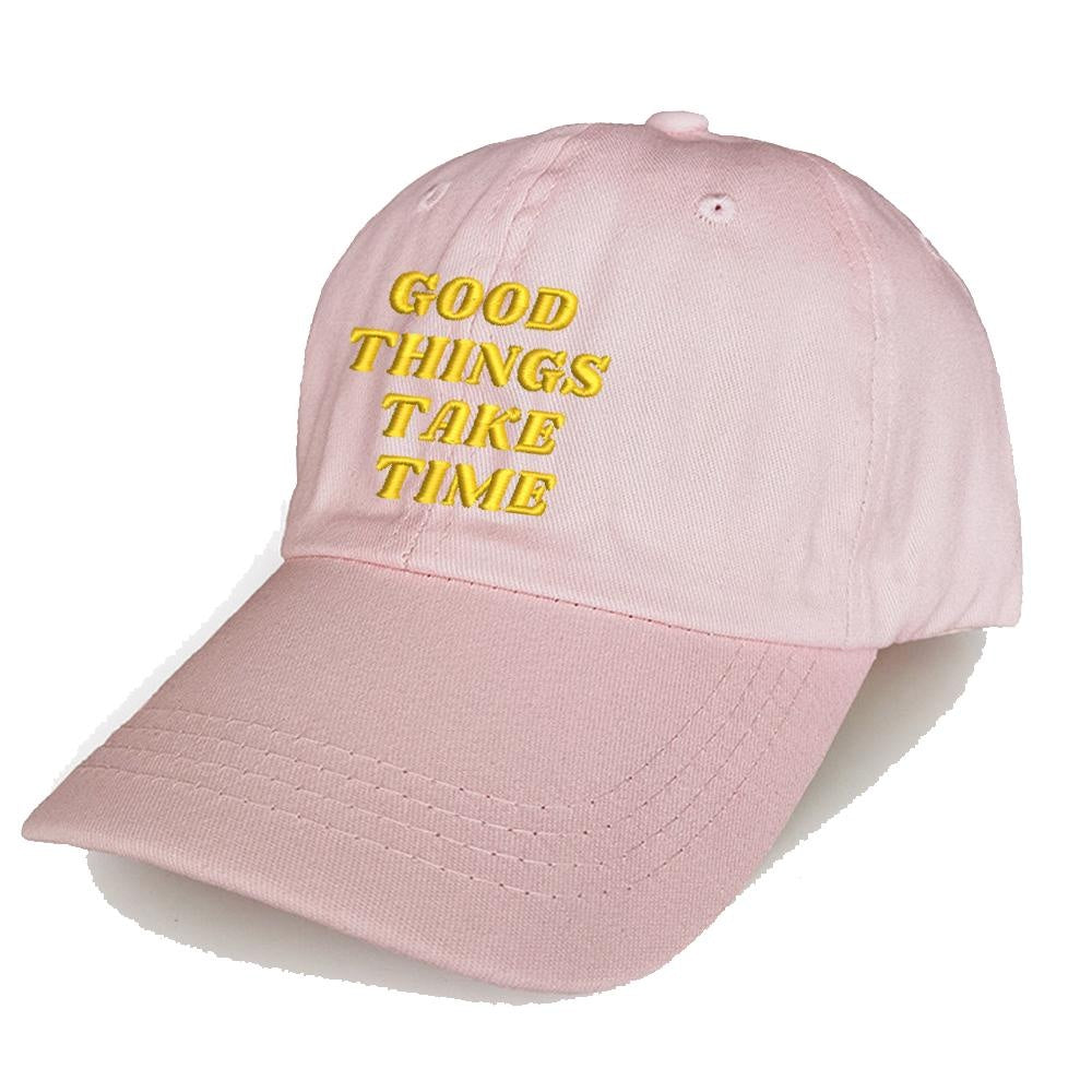 Unisex Baseball Caps, Good Things take time Text Embroidery, 100% Cotton - Adjustable Stylish and Comfortable Hats