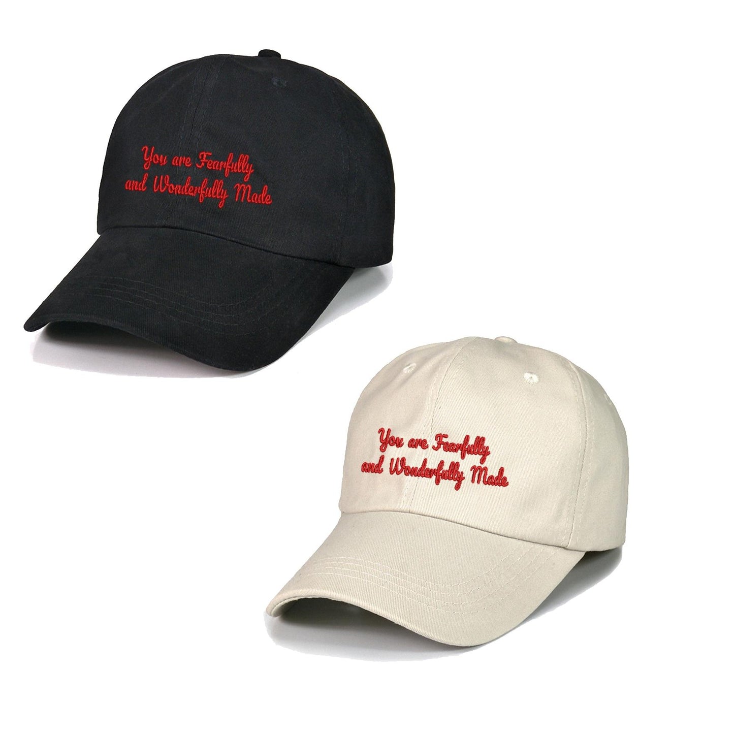 You are Fearfully and wanderfully Made Baseball Caps Text Embroidery Unisex Cotton Adjustable Stylish Comfortable Hats