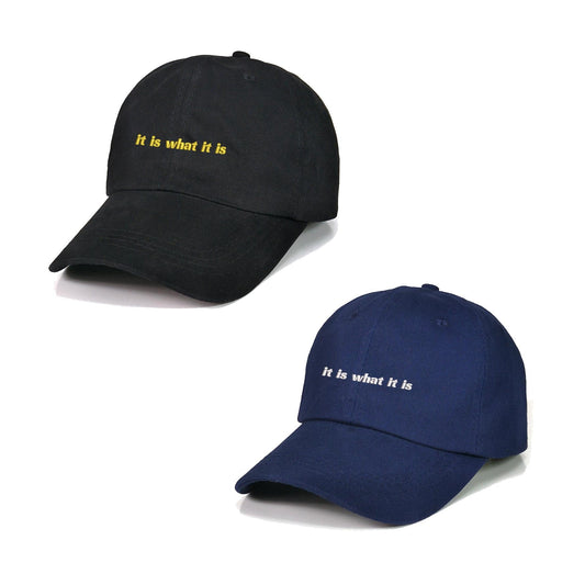 It is What it is Baseball Caps Text Embroidery Unisex Cotton Adjustable Stylish Comfortable Hats