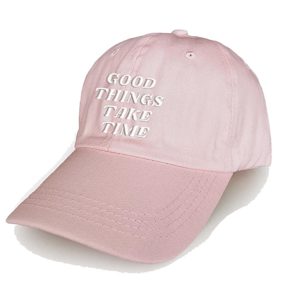 Good Things take time Baseball Caps Text Embroidery Unisex Cotton Adjustable Stylish and Comfortable Hats