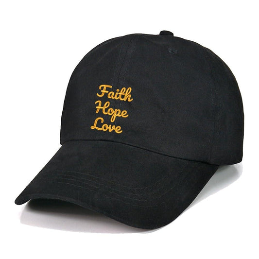 Faith Hope Love Baseball Caps Embroidery Unisex Cotton Adjustable Stylish Comfortable Hats Black