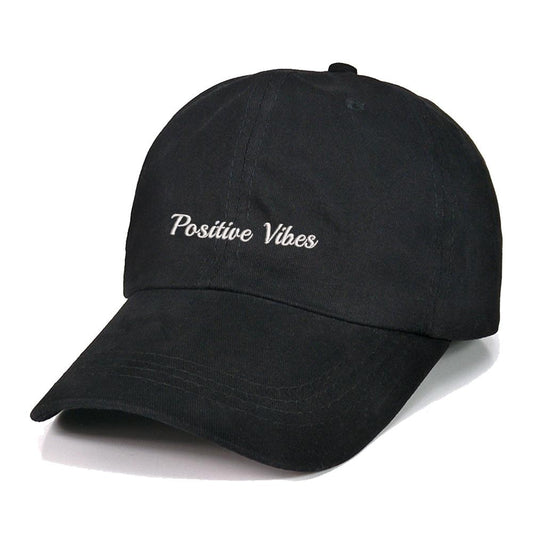 Positive Vibes Text Embroidery Baseball Cap Unisex Cotton Adjustable Stylish and Comfortable Hat Man Woman
