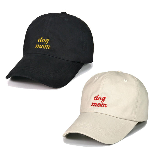 Dog Mom Text Embroidery Baseball Cap Unisex Cotton Adjustable Stylish and Comfortable Hat Man Woman