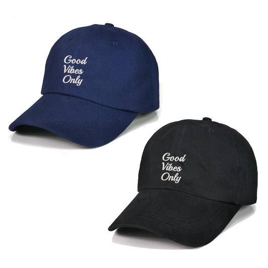 Good Vibes Only Text Embroidery Baseball Cap Unisex Cotton Adjustable Stylish and Comfortable Hat Man Woman