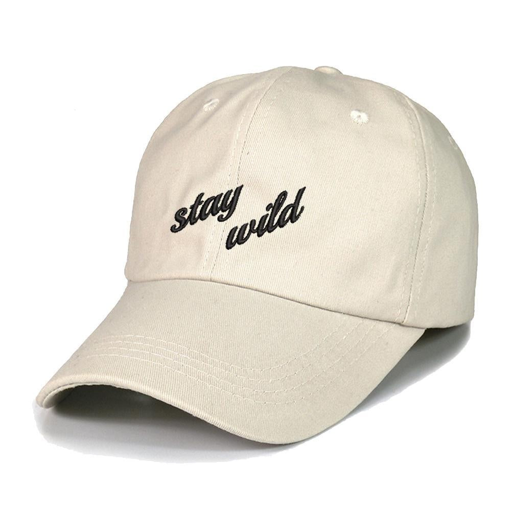 Stay Wild Text Embroidery Baseball Cap Unisex Cotton Adjustable Stylish and Comfortable Hat Man Woman
