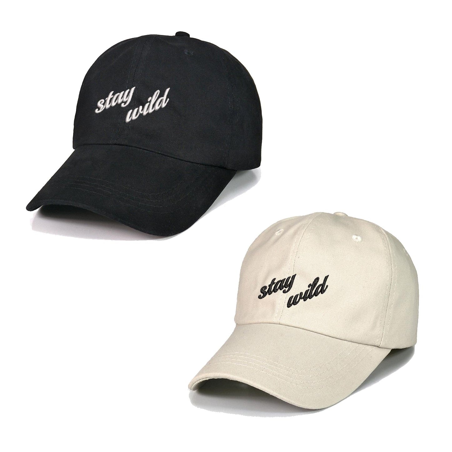 Stay Wild Text Embroidery Baseball Cap Unisex Cotton Adjustable Stylish and Comfortable Hat Man Woman