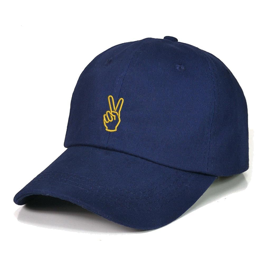 Peace Sign Hand Embroidery Baseball Cap Unisex Cotton Adjustable Stylish and Comfortable Hat Man Woman