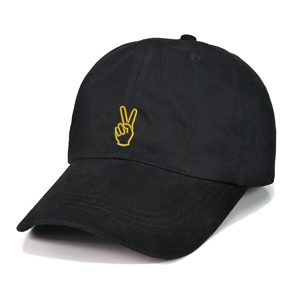 Peace Sign Hand Embroidery Baseball Cap Unisex Cotton Adjustable Stylish and Comfortable Hat Man Woman