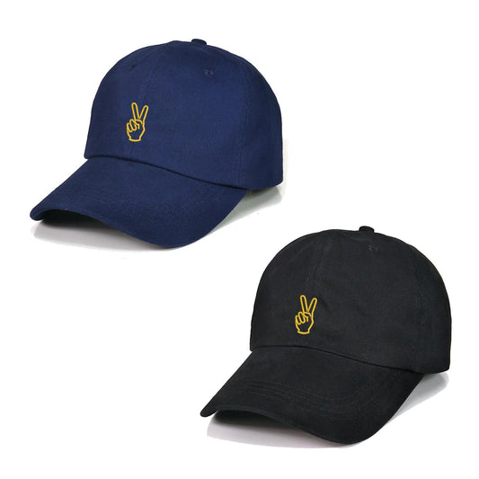 Peace Sign Hand Embroidery Baseball Cap Unisex Cotton Adjustable Stylish and Comfortable Hat Man Woman