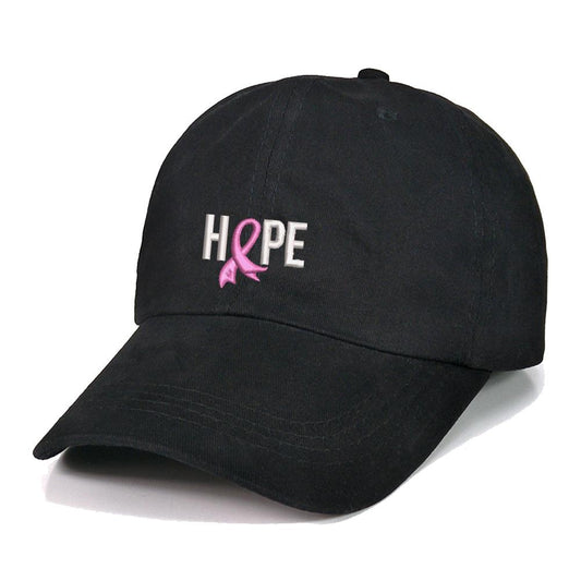 Hope Pink Ribbon Graphic Embroidery Baseball Cap Unisex Cotton Adjustable Stylish and Comfortable Hat Man Woman