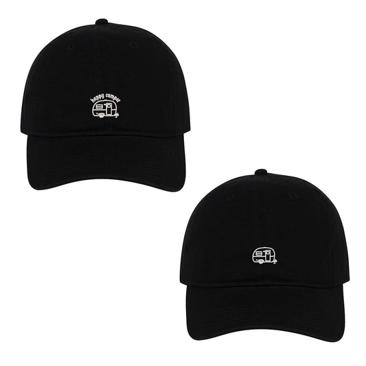 Happy Camper Graphic Embroidery Baseball Cap Unisex Cotton Adjustable Stylish and Comfortable Hat Man Woman