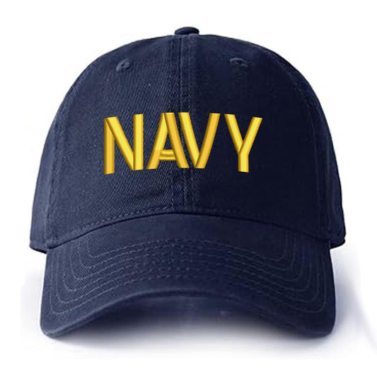 Navy Text Embroidery Baseball Cap Camping Embroidery Unisex Cotton Adjustable Stylish and Comfortable Hat Man Woman