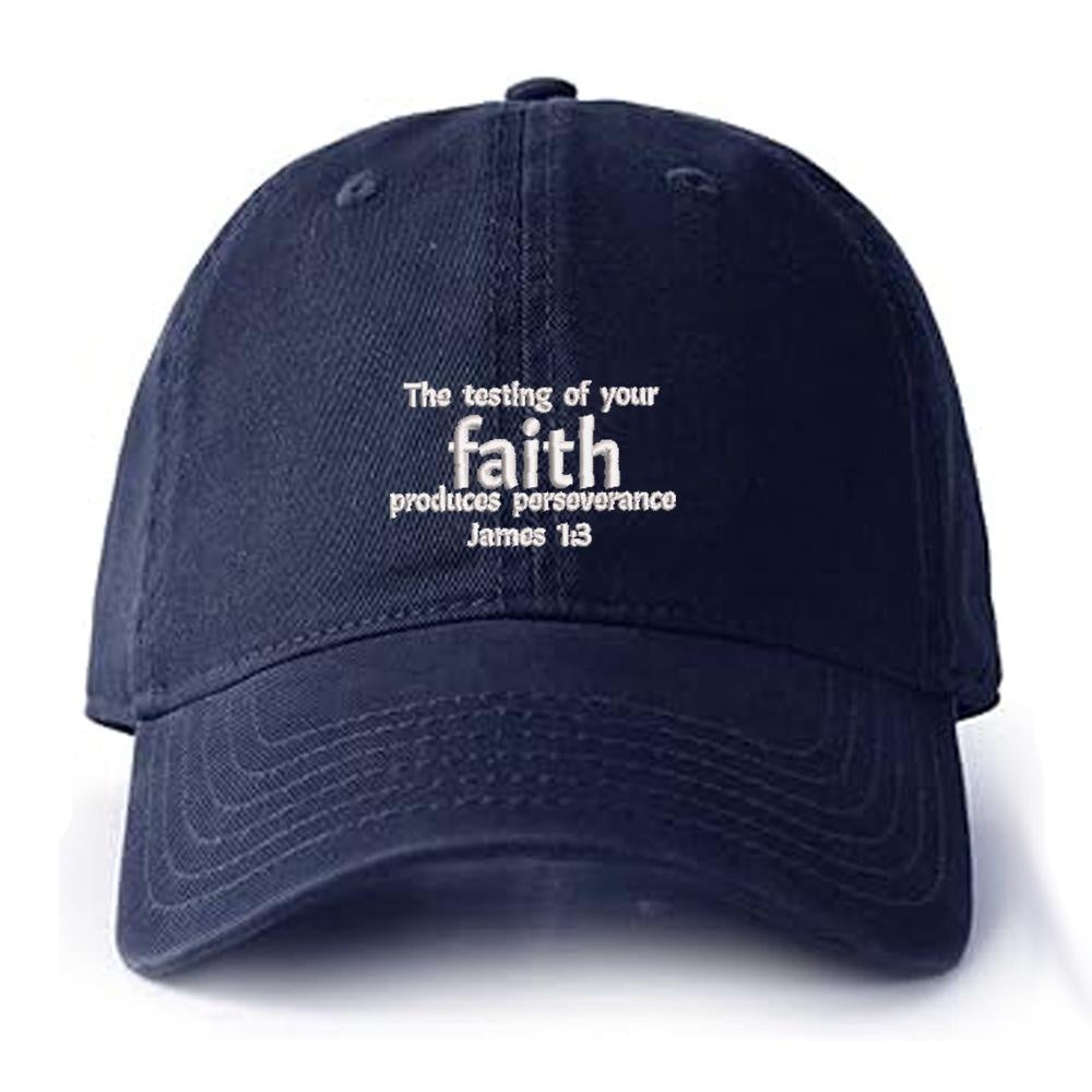 Faith James 1:3 Embroidery Baseball Cap Unisex Cotton Adjustable Stylish and Comfortable Hat Man Woman Jesus God Christian