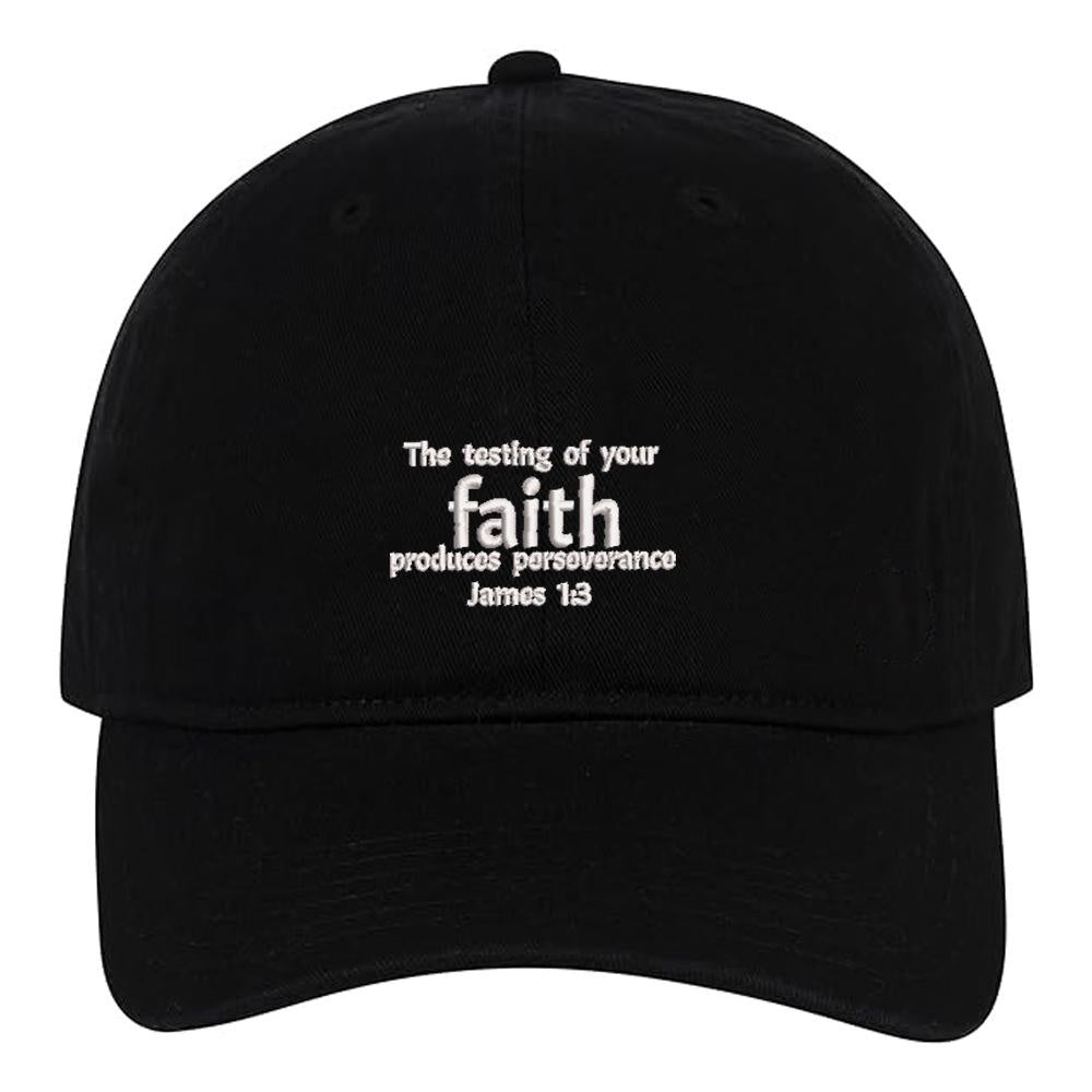 Faith James 1:3 Embroidery Baseball Cap Unisex Cotton Adjustable Stylish and Comfortable Hat Man Woman Jesus God Christian