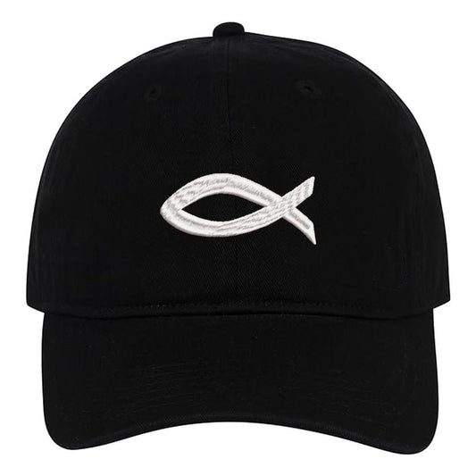 Jeus Fish Graphic Embroidery Baseball Cap Unisex Cotton Adjustable Stylish and Comfortable Hat Man Woman God Christian
