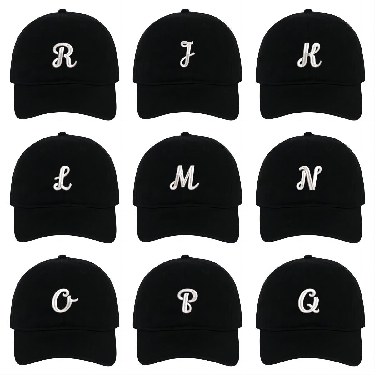 Letter A-Z Baseball Caps Embroidery Cotton Unisex Adjustable Soft and Comfortable Hats