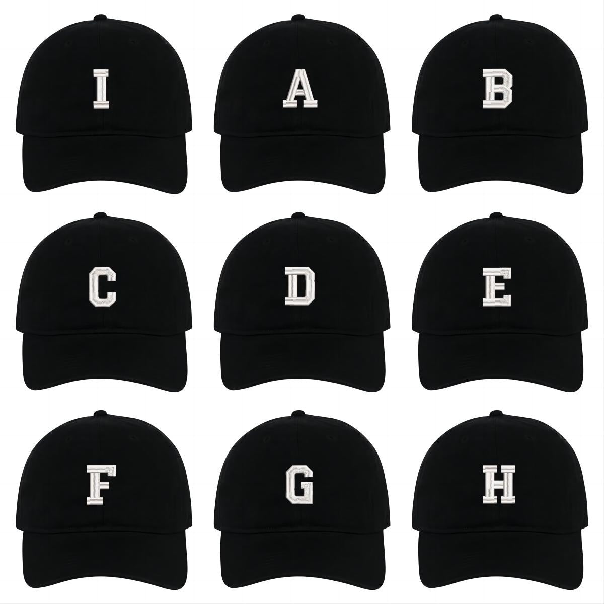 High Quality Letter A-Z Baseball Caps Embroidery Cotton Unisex Adjustable Soft and Comfortable Hats