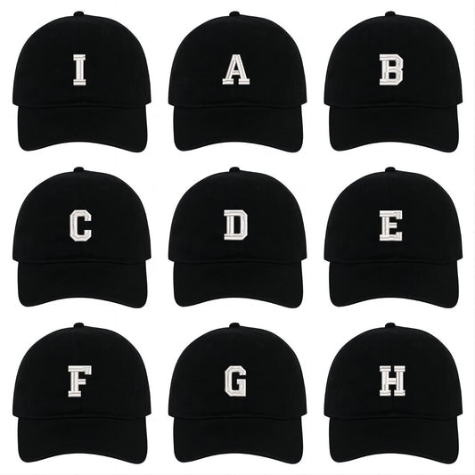 High Quality Letter A-Z Baseball Caps Embroidery Cotton Unisex Adjustable Soft and Comfortable Hats