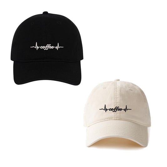 Coffee Heartbeat Baseball Caps Embroidery Cotton Unisex Adjustable Soft and Comfortable Hats