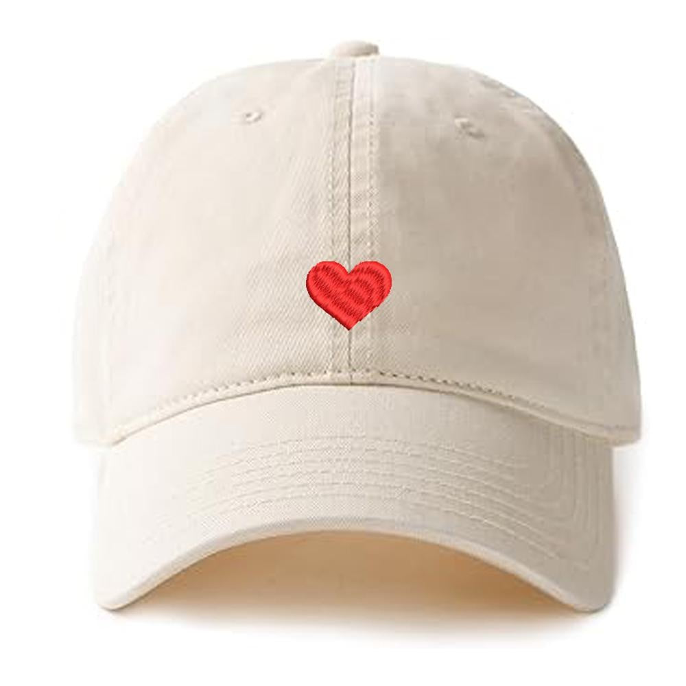 Red Heart Baseball Caps Embroidery Cotton Unisex Adjustable Soft and Comfortable Hats