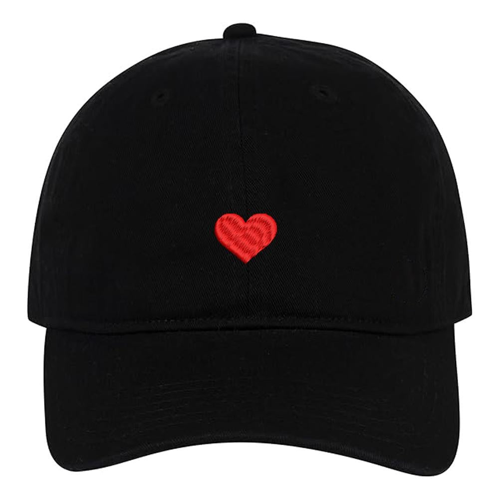 Red Heart Baseball Caps Embroidery Cotton Unisex Adjustable Soft and Comfortable Hats