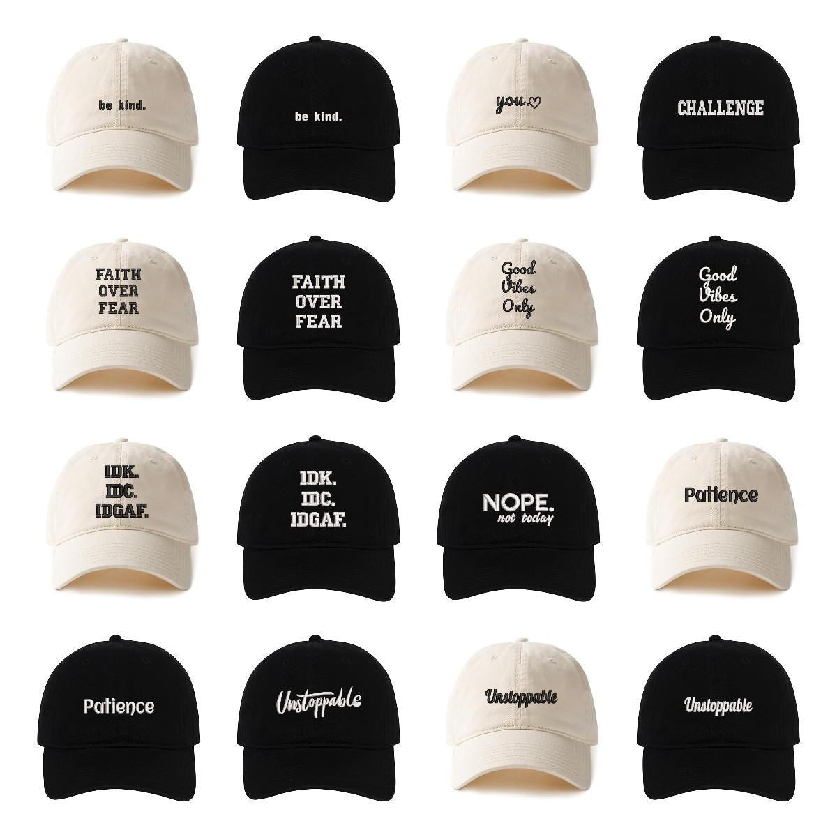 Inspiration Word Baseball Caps Embroidery Cotton Unisex Adjustable Soft and Comfortable Hats