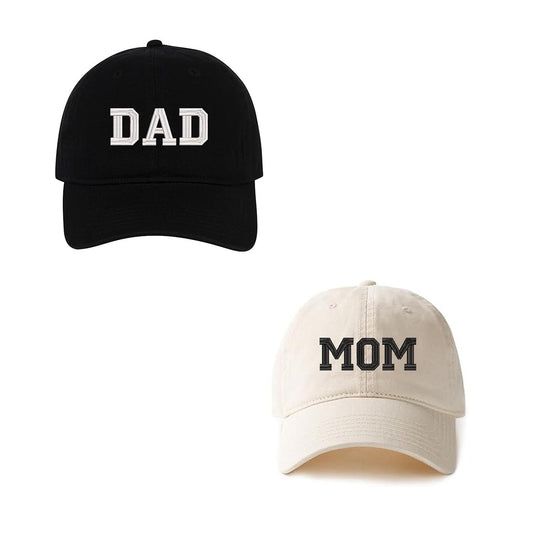 Dad&Mom Baseball Caps Embroidery Cotton Unisex Adjustable Soft and Comfortable Hats 2Pack