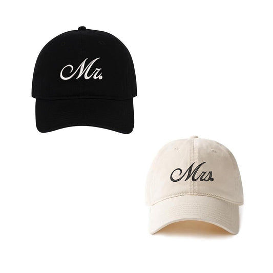 Mr&Mrs Baseball Caps Embroidery Cotton Unisex Adjustable Soft and Comfortable Hats 2Pack