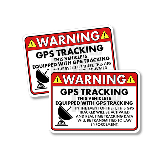 Vehicle GPS Tracking Warning Law Enforcement Funny Sticker Decal 2 PACK 5"