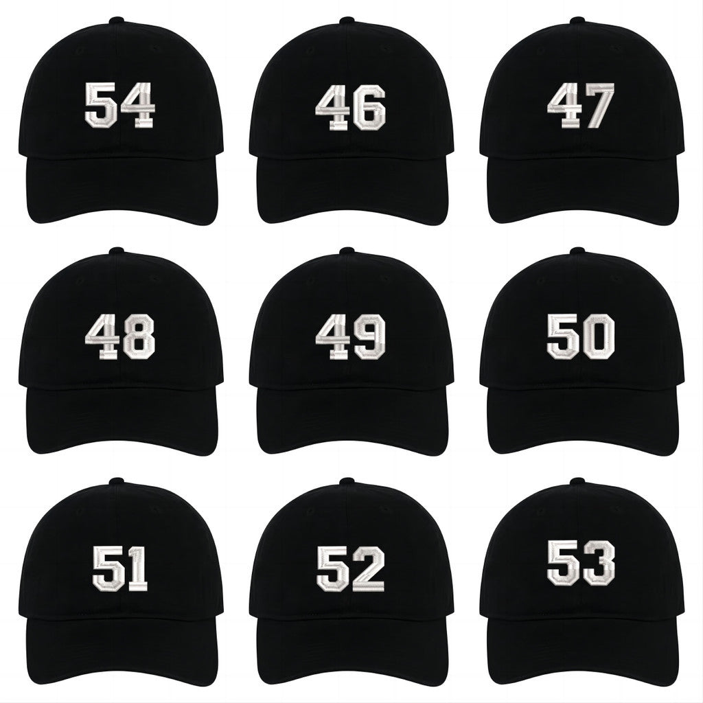 0-99 Numbers Soft and Comfortable Baseball Caps Embroidery Cotton Unisex Adjustable Hats