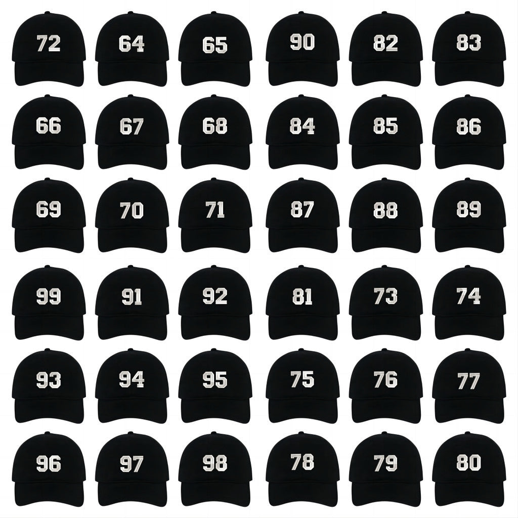 0-99 Numbers Soft and Comfortable Baseball Caps Embroidery Cotton Unisex Adjustable Hats